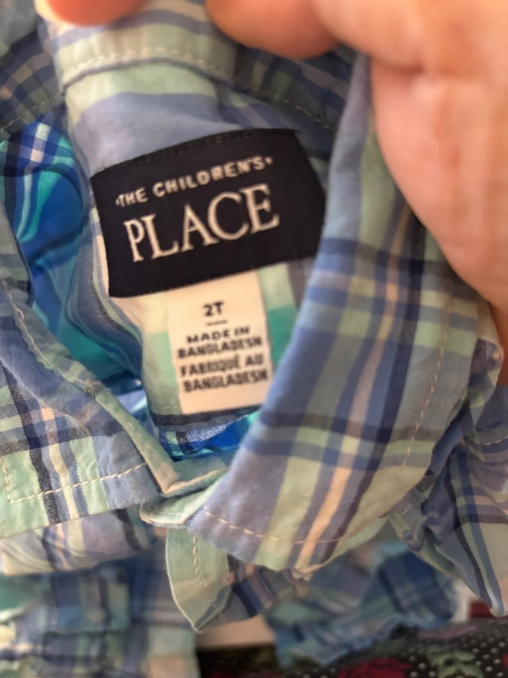 The Children's Place Plaid Button-Down Shirt - Blue & Mint 2T